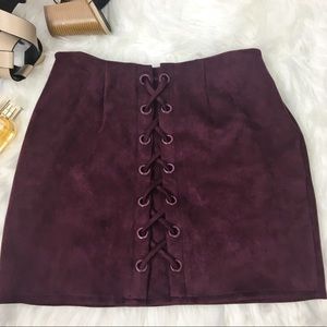 Shinestar Mini Suede Criss Cross Skirt